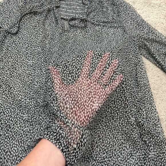 Chico’s Black & White Sheer Polkadot Tie Neck Top Size 0 (US S) - Picture 6 of 7